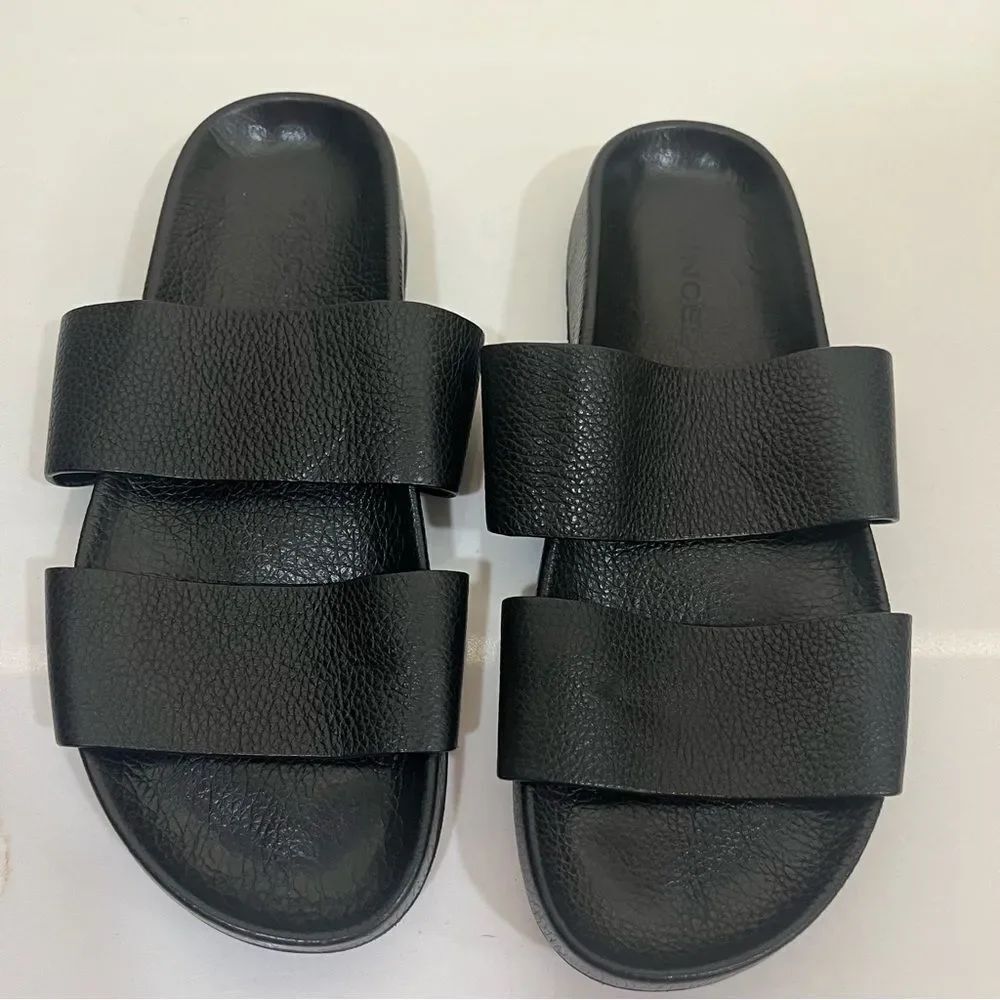 Vince Double Strap Black Sandals
